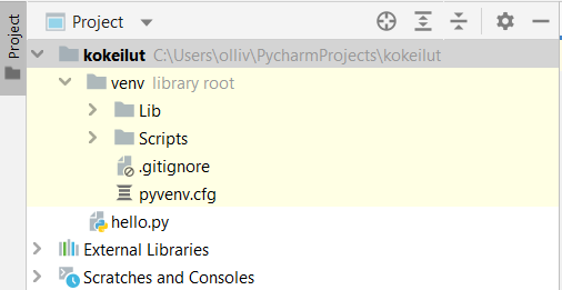 Uuden projektin luonti